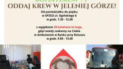 Plakat zbiórki krwi w Jeleniej Górze.